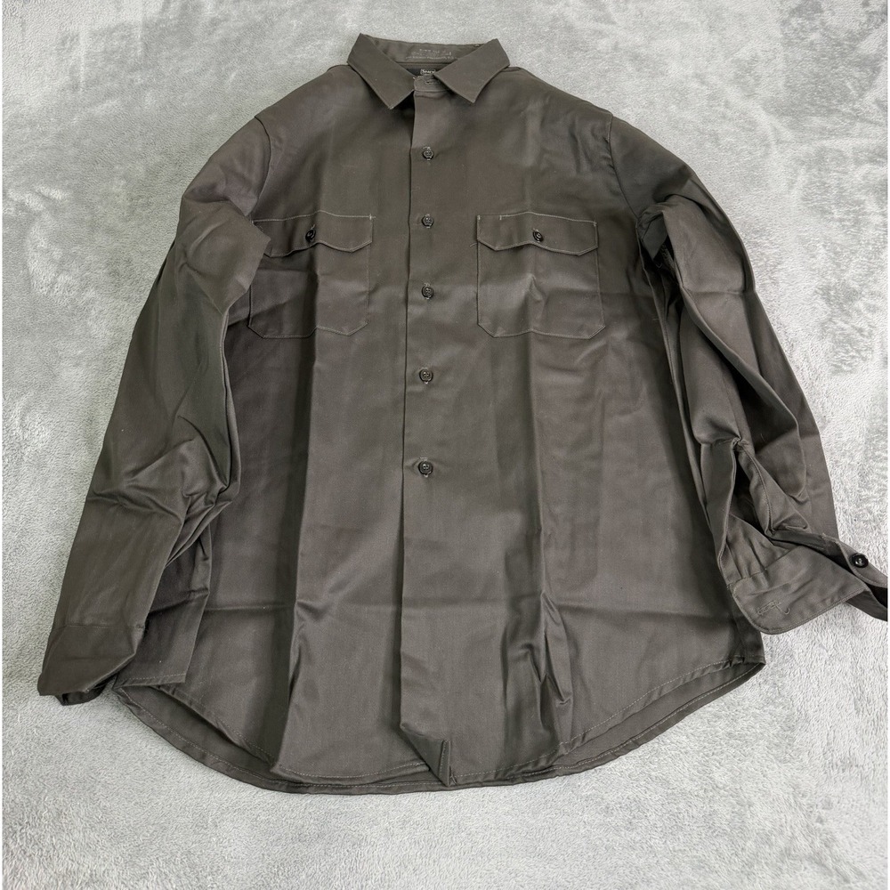 Vintage 70s Sears Koratron Button Down Shirt Men's Size Medium Green